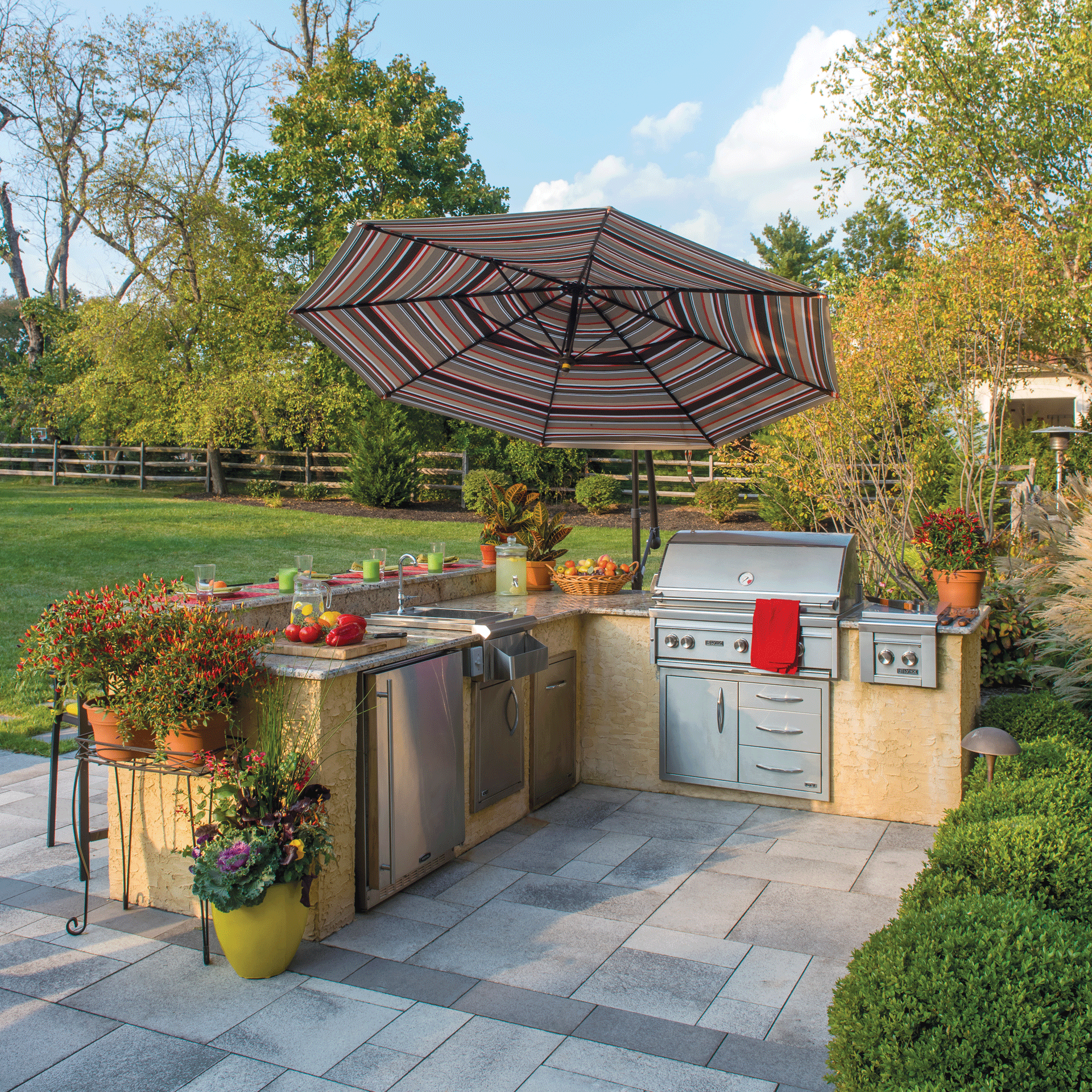 stucco-cook-station-w-umbrella – Gasper Landscape Design & Construction